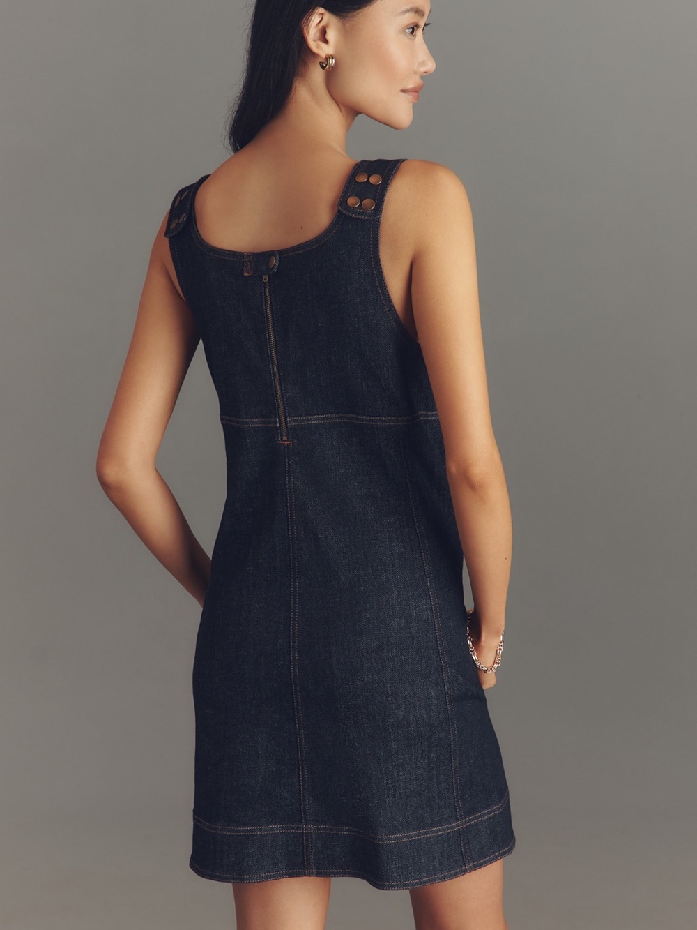 Pilcro Denim Snap Front mini dress like new size M - Picture 2 of 7